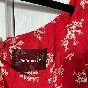 Reformation red and white floral dress size XS